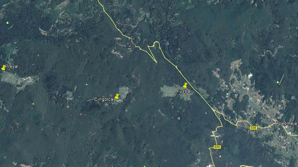 10 4.3 OPIS ODSEKOV IN OBJEKTOV Raziskovalni območji sta locirana na planoti Trnovski gozd, zahodno od kraja Predmeja (slika 4). Slika 4: Lokacija objektov. Vir: Google maps, 2016.