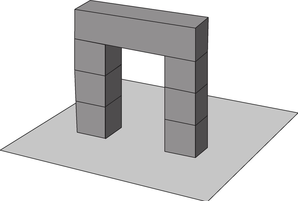 D22. Slavolok na spodnji sliki je sestavljen iz šestih kock s stranico L in enega kvadra s stranicami L, L, 4L. Če želimo pobarvati celotno telo, koliko meri površina, ki jo moramo pobarvati? A.