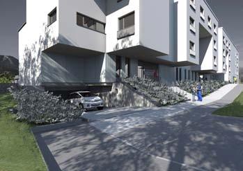 Stanovanjsko naselje ima štiri nadzemne stanovanjske etaže in podzemno parkirno garažo.