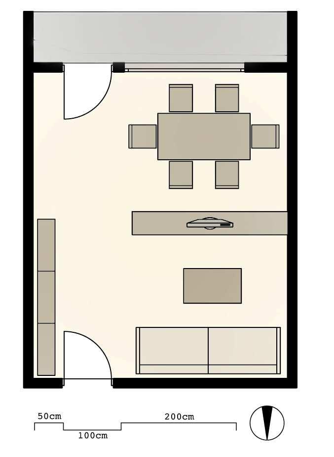 Idejna zasnova prostorske rešitve in vizualizacija dnevne sobe 7 - Pohištvo kot ločilna meja v prostoru Čeprav je danes modni hit odprt prostor z minimalnimi pregradami in ogromno naravne svetlobe,