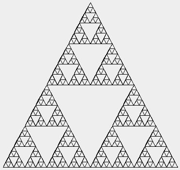 41. // rekurzivni izris treh trikotnikov 42. Point m12 = vrnisredino(p1,p2); 43. Point m23 = vrnisredino(p2,p3); 44. Point m31 = vrnisredino(p3,p1); 45. // rekurzivni klici 46.