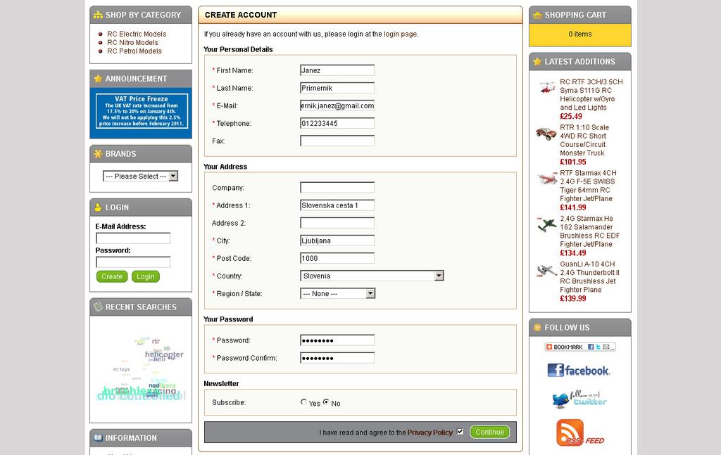 Kako nakupovati na angleških spletnih trgovinah? 1. korak: Registracija na spletni strani Navadno se je potrebno za nakup na spletni strani registrirati.
