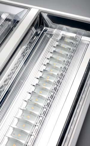 Podatki LED stropne panelne svetilke HELLINA modularna LED tehnologija omogoča visoko učinkovitost SPLOŠNO Zaščitni razred SK II Patentirana usmeritev svetlobe: Izrazito homogena in široka osvetlitev