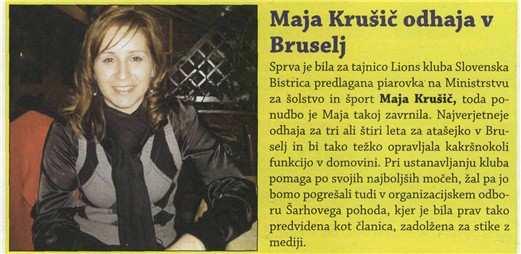Panorama - Slovenska Bistrica Naslov: Maja Krušič odhaja v Bruselj Datum: 12.03.