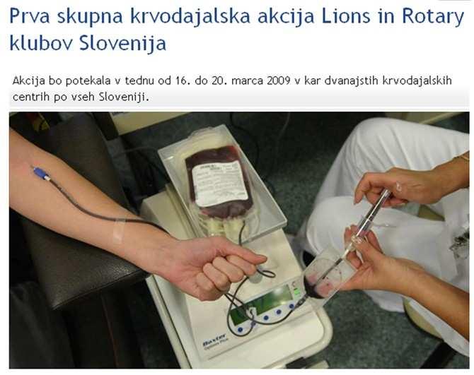 www.siol.net Naslov: Prva skupna krvodajalska akcija Lions in Rotary klubov Slovenija Datum: 12.03.
