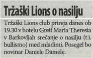 Primorski dnevnik Naslov: Tržaški Lions o nasilju Datum: 13.03.