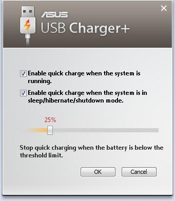 Polnilnik USB+ Polnilnik USB+ vam pomaga polniti naprave USB, ki si združljive s specifikacijami različice polnjenja baterije 1.1 (BC 1.1), četudi je vaš prenosnik vključen ali izključen.