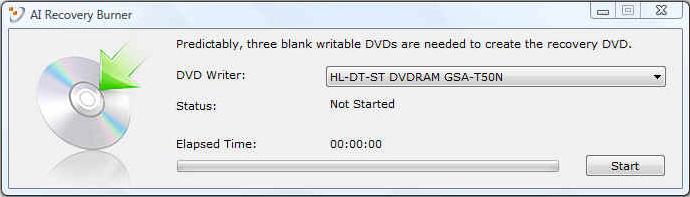 Recover Windows to entire HD. (Obnovite Windows na celotni trdi disk.) Ta možnost bo zbrisala vse razdelke iz vašega trdega diska in ustvarila nov sistemski razdelek kot pogon C.