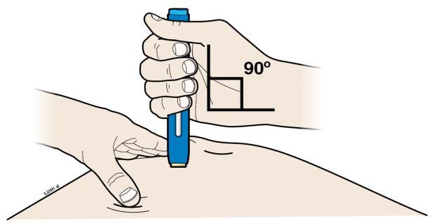 Pomembno: Kožo med injiciranjem držite raztegnjeno ali stisnjeno. 3. korak: Injiciranje G. Kožo držite raztegnjeno ali stisnjeno v gubo.