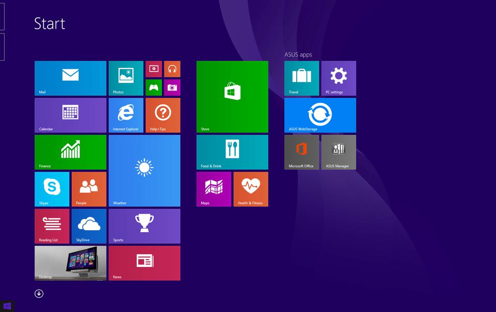 Gumb Start Sistem Windows 8.1 ima gumb Start (Začetek), ki vam omogoča preklapljanje med dvema nazadnje uporabljenima programoma.