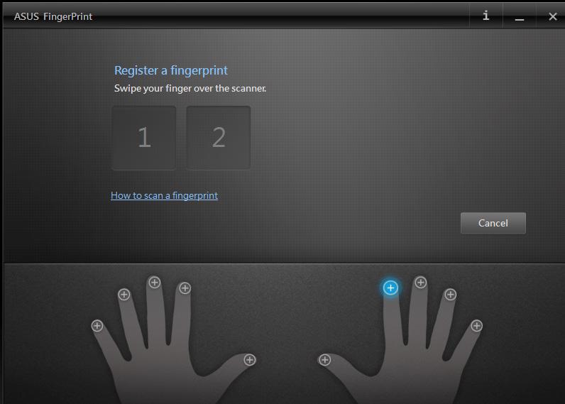 4. Kliknite na prstu, ki ga želite uporabiti za biometrične podatke o prstnem odtisu. 5.