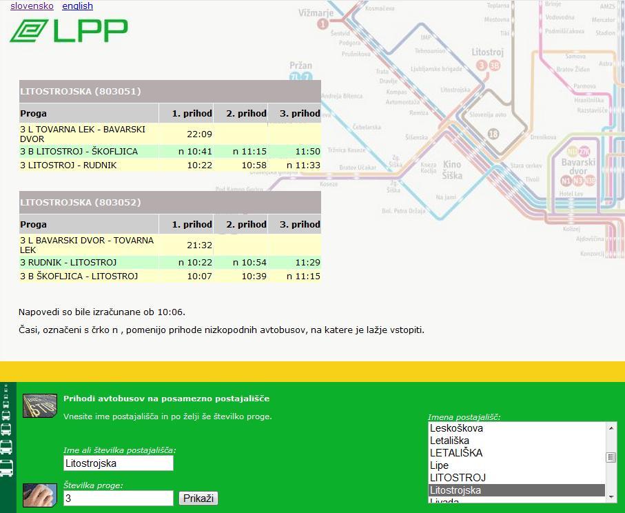 Slika 4: Primer informacij o prihodih avtobusov na izbrano postajališče za izbrano linijo (LPP 2013) Uporaba mobilnih telefonov Danes si življenja brez uporabe mobilnih telefonov ni mogoče več
