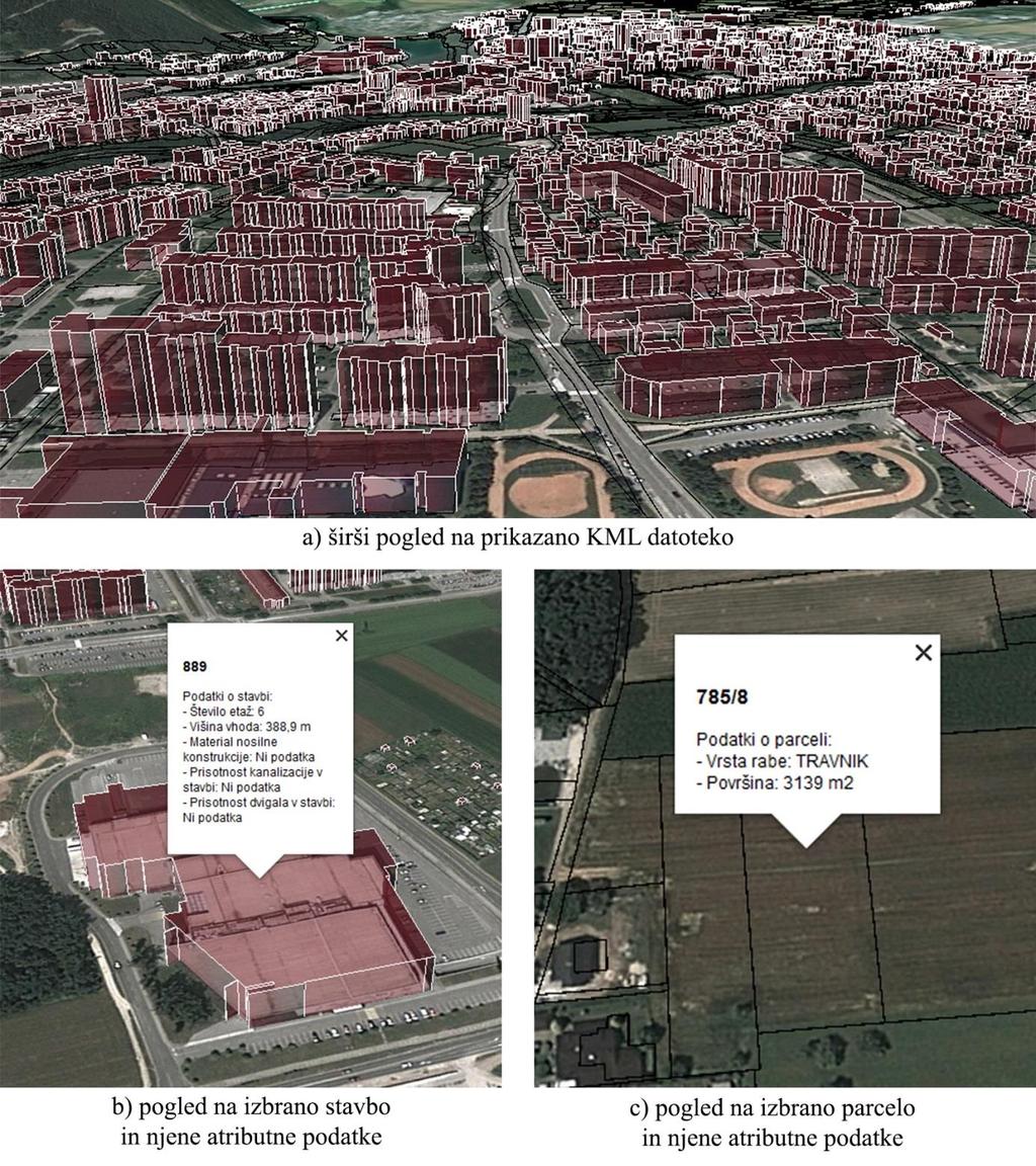 22 Vidmar, B. 2013. Prikaz zemljiškega katastra in katastra stavb v Google Earth.