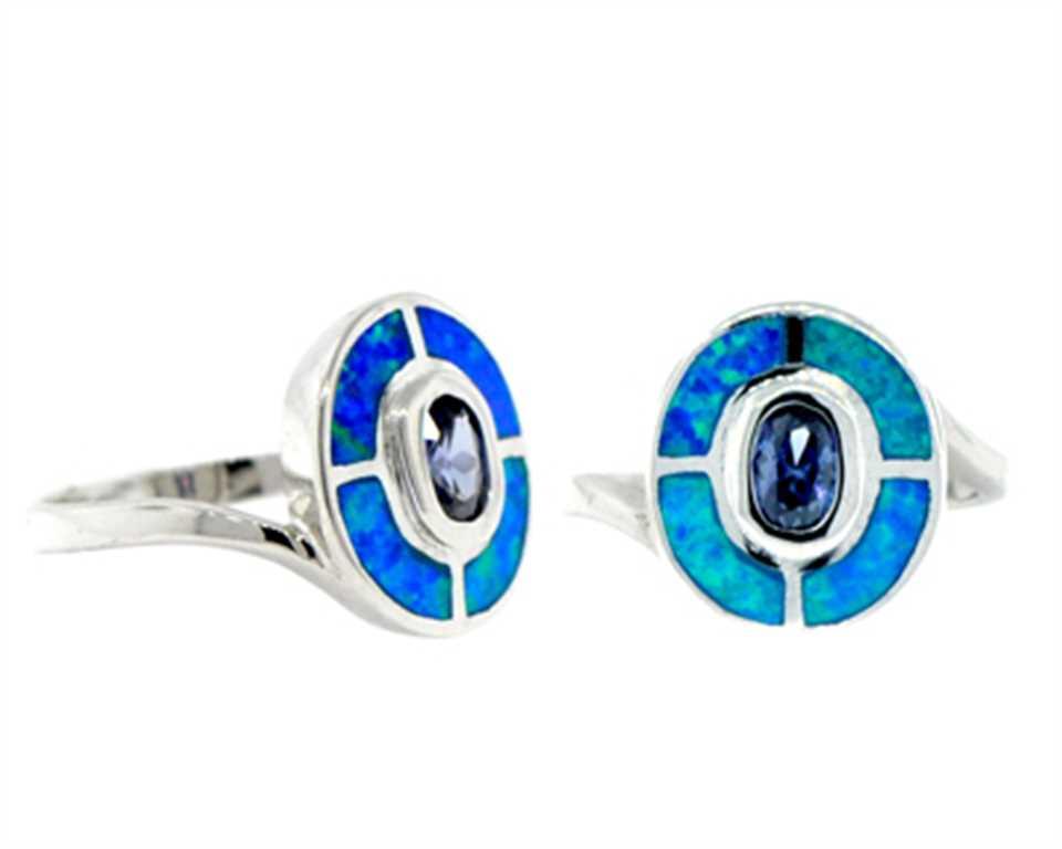 BO30017TZ BO30018 BO30018 BO30019CZ Sterling Silver Ring Blue Opal/Tanza $32.