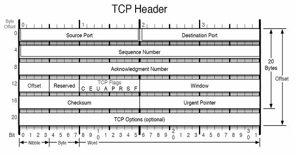 Protokol TCP TCP glava vsebuje izvorni port in ciljni port. Je povezljiv. Vsak prejet TCP paket je pregledan in če je izginil ali se pokvaril, je paket ponovljiv. Slika 5.