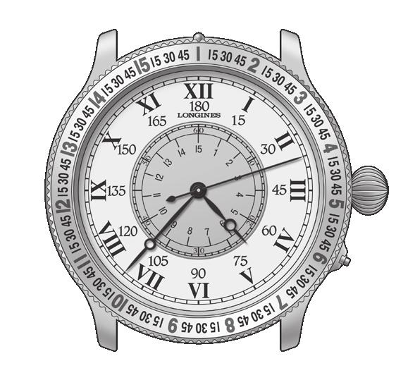 Avtomatske ure L699 THE LINDBERGH HOUR ANGLE WATCH 397 Prostorska / časovna številčnica in kako deluje Celotno oblikovanje ure Lindbergh Hour Angle Watch sledi dejstvu, da se Zemlja zavrti za 360 v