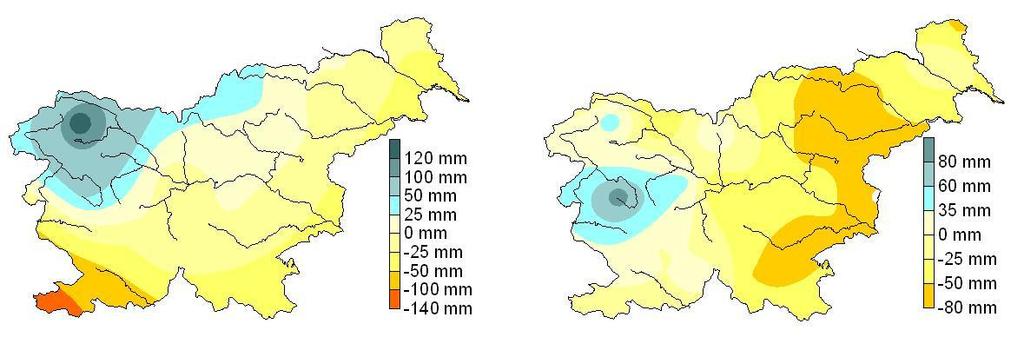VODNA BILANCA označuje razliko med količino padavin in potencialno evapotranspiracijo.