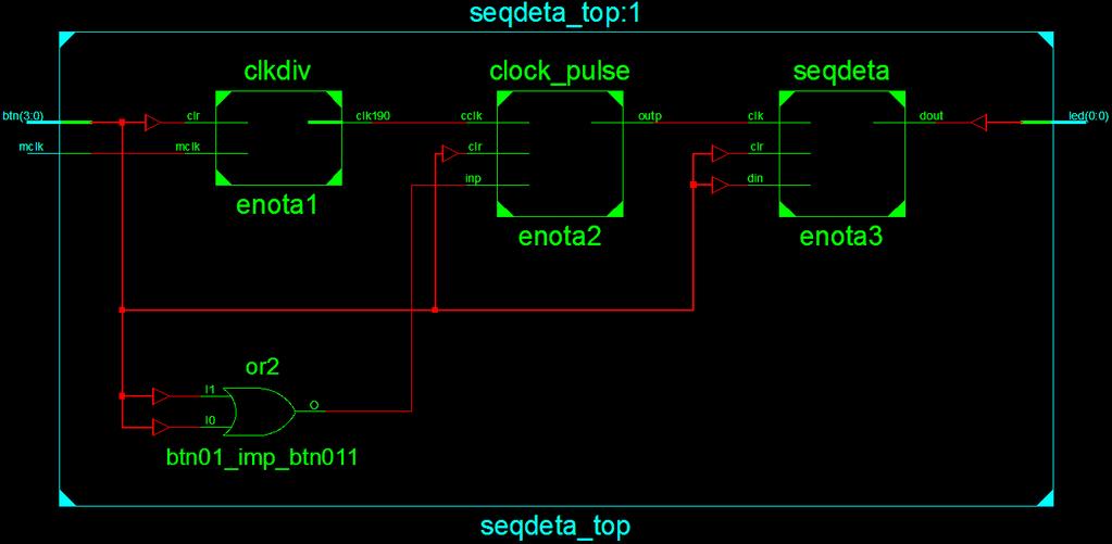 9.1 Primer avtomata - Detektor zaporedja Detektor zaporedja išče vzorec "1 1101" na serijskem vhodu. Ko bo zaporedje prepoznal, to signalizira z logično 1 na izhodu avtomata.