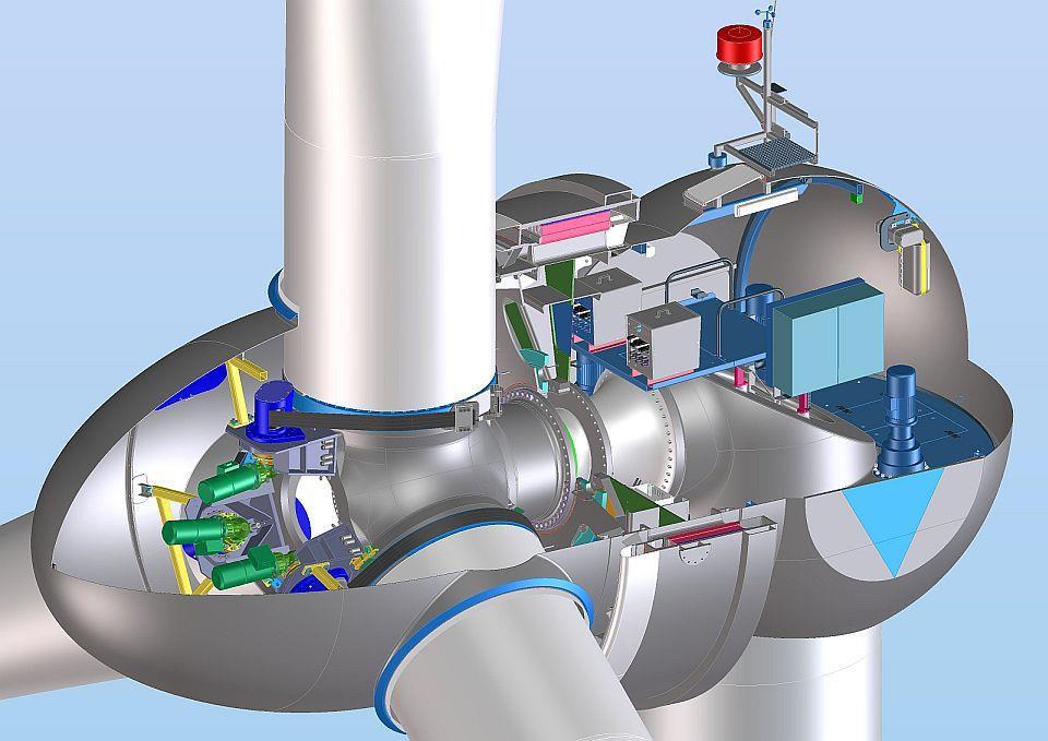 Prikaz turbine: turbina ima direkten pogon na generator (direct drive).
