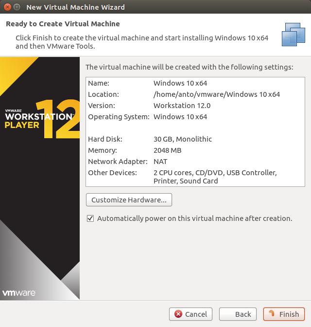 Slika 4.2: Strojne nastavitve za VMware 4.