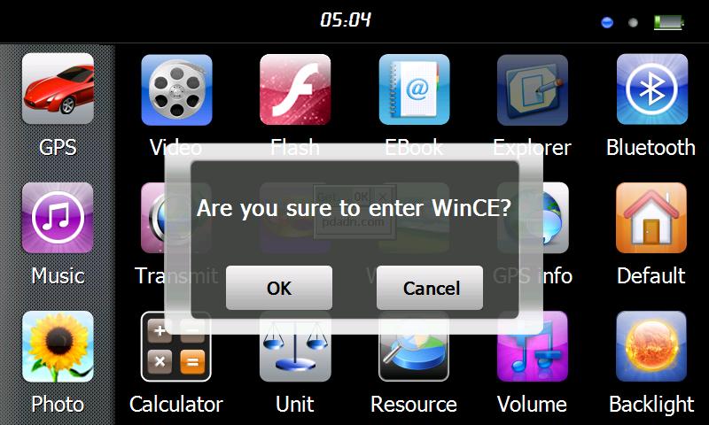 11. Explorer Pritisnite " " ikono, prikaže se pojavno okno s vprašanjem če želite vstopiti v WINCE način, izberite OK za