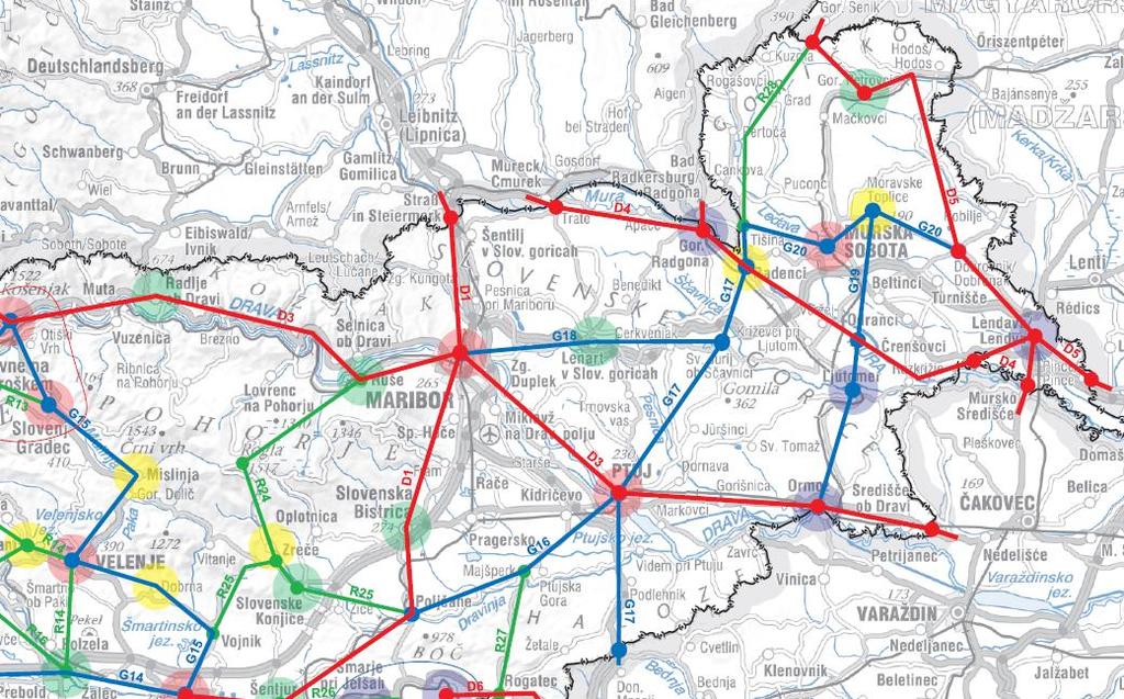 15 Celotno območje ORP Slovenske Gorice se prekriva z državno kolesarsko mrežo, oziroma konkretno z D1 (MP Šentilj-MB-LJ-KP) in G18 (MB-Lenart-Sv. Jurij).