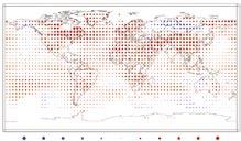 a) Odkloni globalne temperature kopnega od povprečja obdobja 1961-1990 b) Odkloni globalne temperature kopnega in oceanov od povprečja obdobja 1961-1990 -5-4 -3-2 -1 0 1 2 3 4 5-5 -4-3 -2-1 0 1 2 3 4