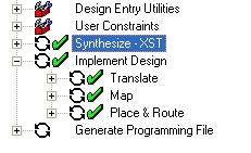Načrtovanje s programirljivimi vezji 1. Opis vezja in simulacija (Design Entry Utilities) 2. Sinteza logičnega vezja (Synthesize) 3.