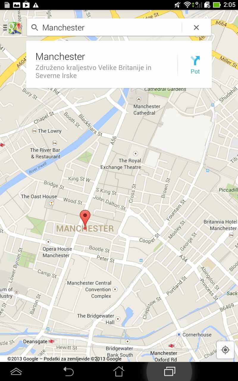 Maps (Zemljevid) S pomočjo Google Zemljevidov lahko poiščete razna mesta, ustanove in navodila za pot. Omogoča vam tudi beleženje trenutne lokacije in skupno rabo teh informacij z drugimi.