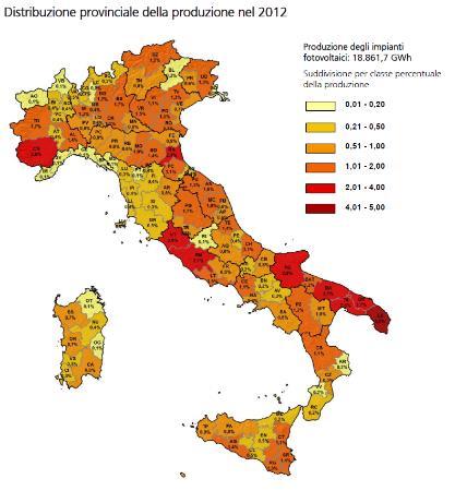Sl. 5 - Statistika proizvodnje elektrike iz fotovoltaike v Italiji.